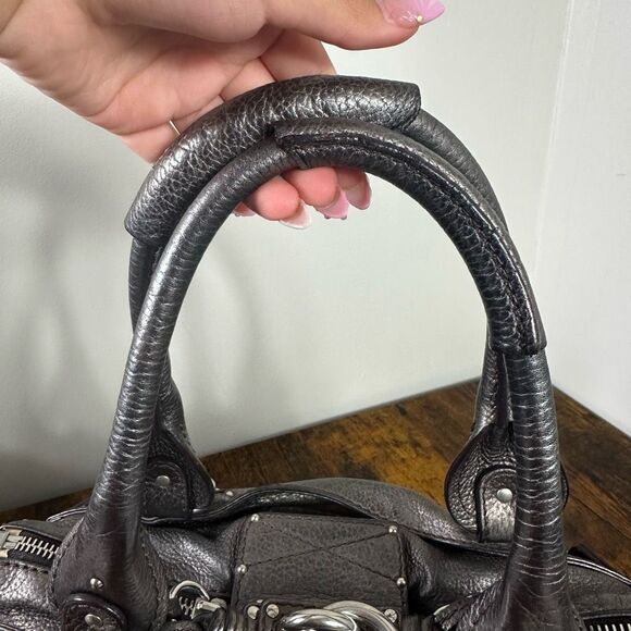 Chloe Paddington Vintage Bag Satchel Silver Black Gunmetal With Purple Tint Rare - Picture 16 of 16